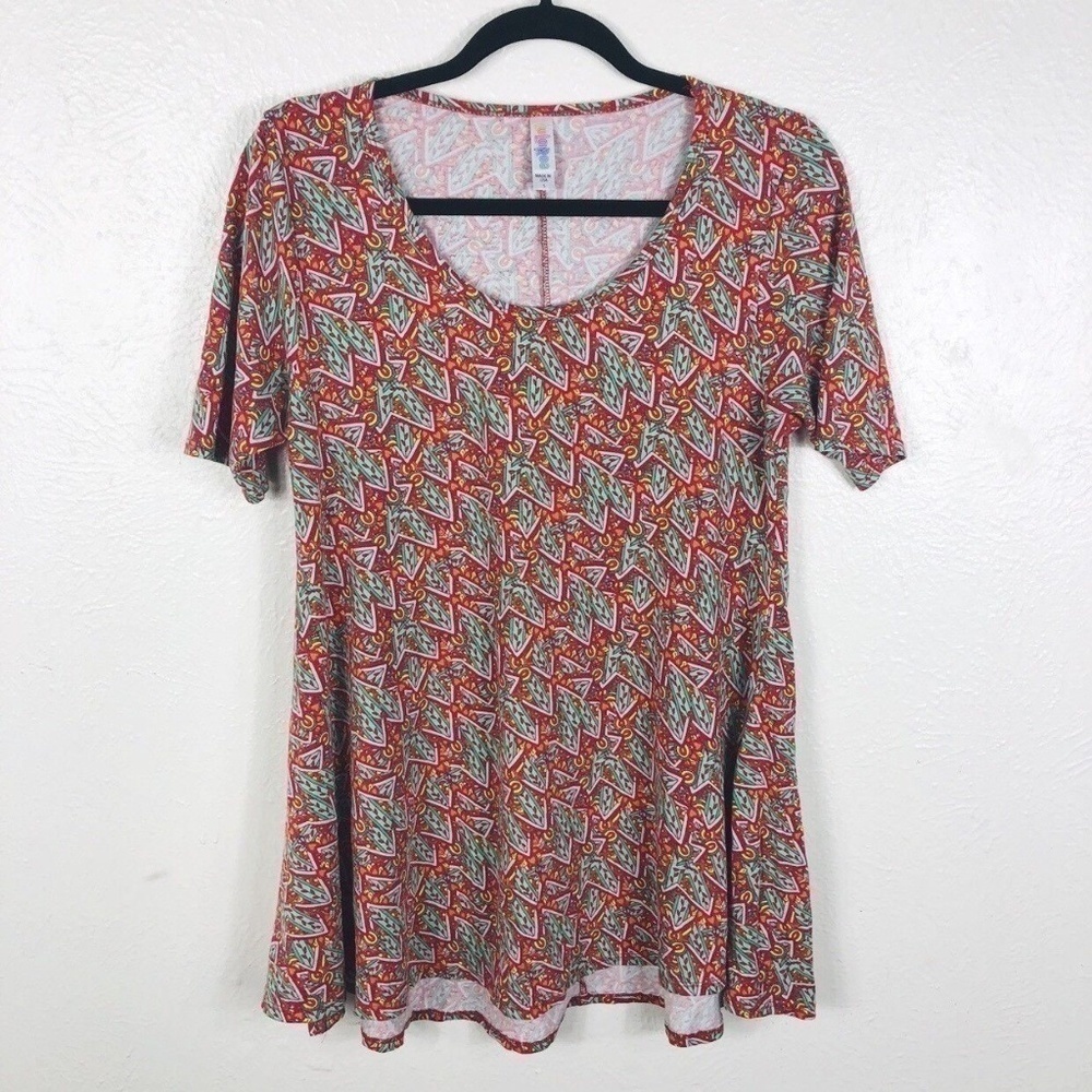 LuLaRoe Size Small Irma Top Red Green Patterned